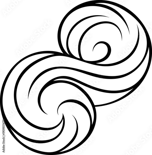 Shortbread cookies in the shape of a spiral, simple black and white icon. Minimalist vector illustration for bakery packaging or dessert menu design