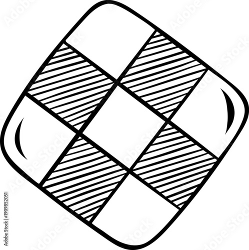 Chocolate shortbread cookies, simple black and white icon. Minimalist vector illustration for dessert packaging or bakery branding