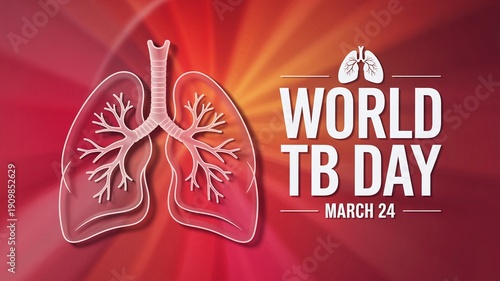 Wallpaper Mural Impactful World TB Day Poster Featuring Human Lungs Illustration on Red Background for Tuberculosis Awareness, Medical Research, and Public Health Torontodigital.ca