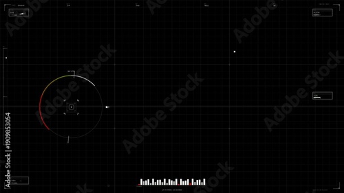 Wallpaper Mural Hud animation for webdesigner in sci-fi space showing data and graphics in black and green colors with lines and shapes Torontodigital.ca