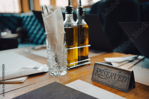 Reserved table in the restaurant