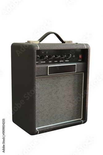 black guitar amplifier isolated on a white background