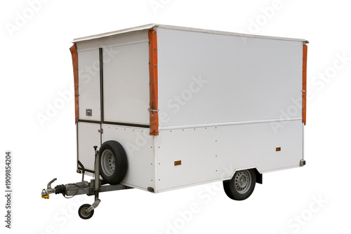white car trailer isolated on a white background