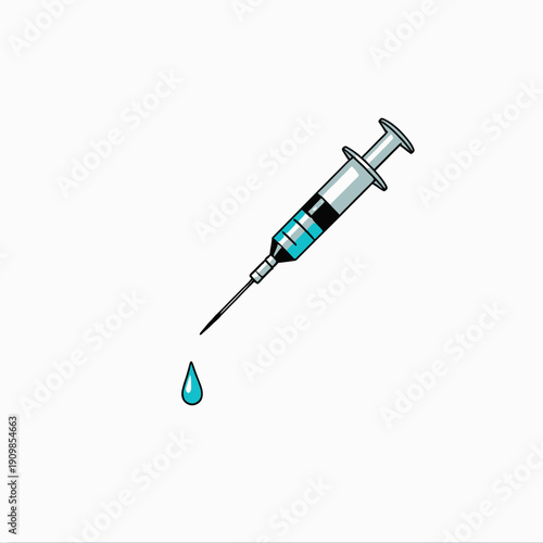 Illustration of a Syringe with a Droplet Emphasizing Medical Themes and Vaccine Importance in Healthcare Contexts