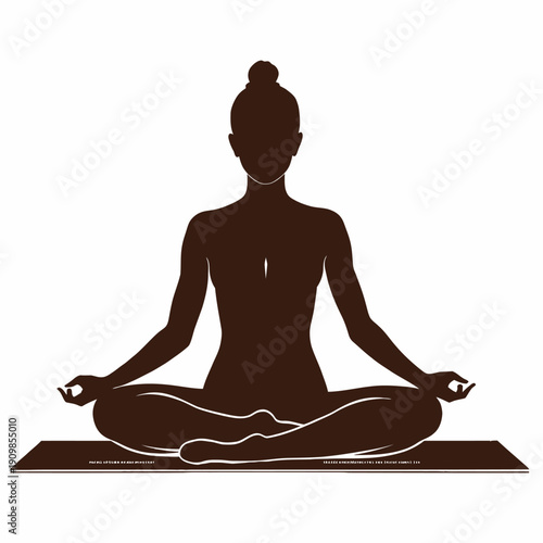 Serene Silhouette of Person Meditating in Lotus Position on Mat Symbolizing Tranquility and Balance in a Minimalistic Artistic Representation