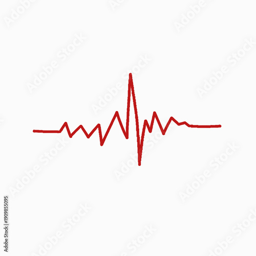 Simplistic Red Heartbeat Line Illustrative Graph Displaying Vital Health Rhythm on Plain Background