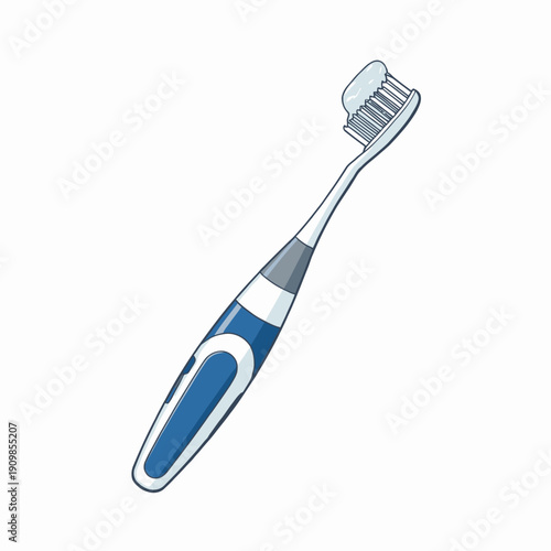 Blue and White Electric Toothbrush with Soft Bristles for Efficient Oral Hygiene and Daily Dental Care Routine on White Background