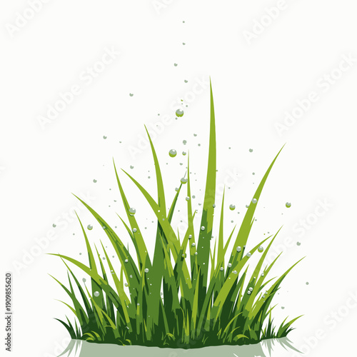 Lush Green Grass with Sparkling Dew on a Bright Morning Capturing Freshness and Renewal in a Serene Natural Setting