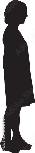 vector,silhouette of a side view women standing dressed in dress and legs crossed