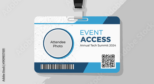 Event Access Badge Conference ID Card Tech Summit Lanyard