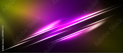 Abstract vibrant lines, purple hues dominate. Yellow glows softly, contrasting dark background. Modern design, energetic feel.