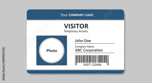 Visitor ID Badge Template with Barcode and Placeholder
