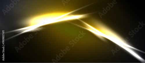 Bright golden light streaks across dark background. Abstract energy radiates, creating dynamic visual effect. Intense glow dominates composition.