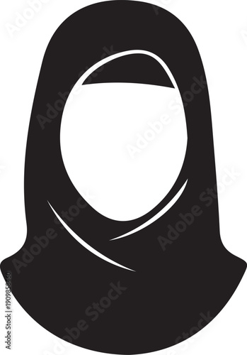 Minimalist Muslim Woman Hijab Icon Logo Silhouette Vector