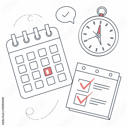 A calendar, a to-do list and a stopwatch