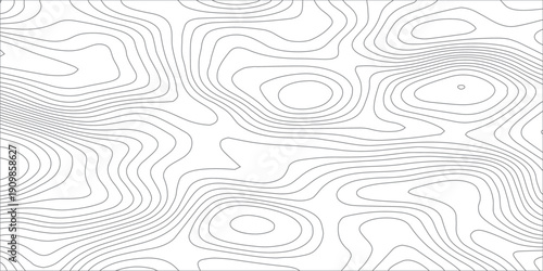 Monochrome abstract topographic contour line pattern on transparent background, featuring flowing gray elevation curves that illustrate terrain relief in a clean modern map design. 