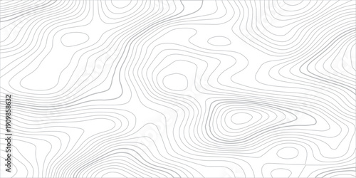 Abstract topographic map background with wavy black contour lines on transparent, representing terrain elevation, hills, and organic geographic relief in a minimalist monochrome style. 