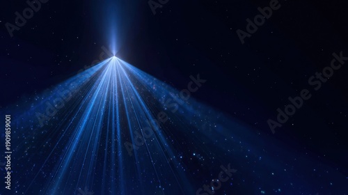 Abstract illustration of bright blue light radiating against a dark starry background