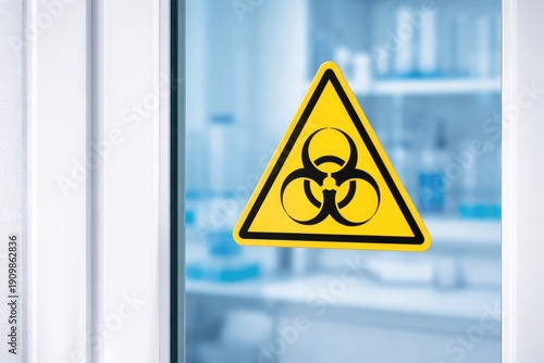 Wallpaper Mural biohazard warning sign on the doors at chemical laboratory  Torontodigital.ca