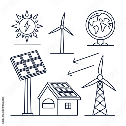 Renewable energy sources powering a house