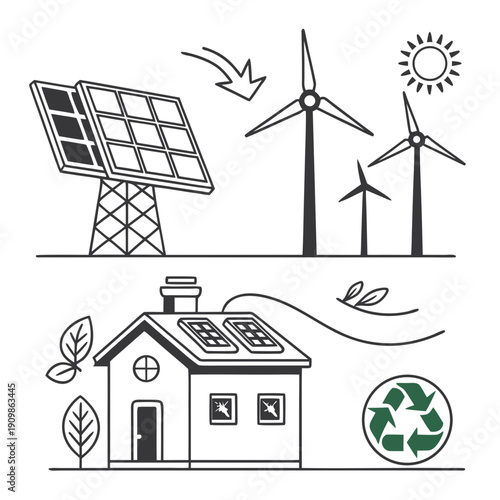Renewable energy sources powering a sustainable home