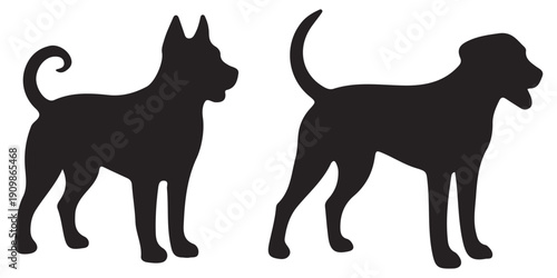 Playful Pups: Best Friends Silhouette Vector Duo.
