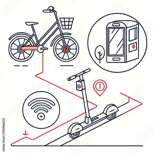 Electric scooter and bicycle with battery and charger
