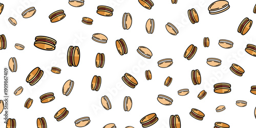 Cute Macaron Cookies Seamless Pattern Graphic Design Illustration