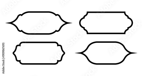 Oriental Islamic Culture Modern Boho Arches Windows Dome Lanterns and Mosque Set Stroke Vector Illustration