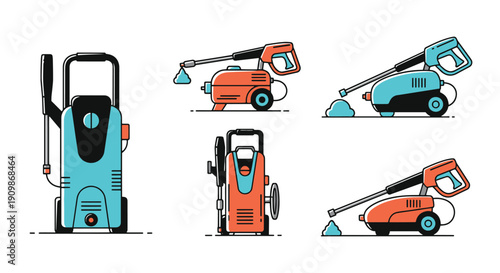 Pressure Washer Line art vibrant color