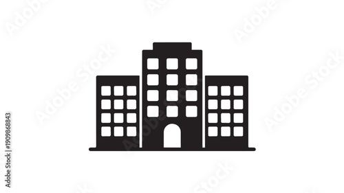 Modern office building in minimalist style with dark silhouette and simple architecture for corporate branding