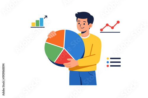 Man Holding Pie Chart