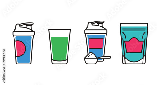 Protein Shake Line color art minimal style