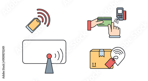RFID Line art vector illustration