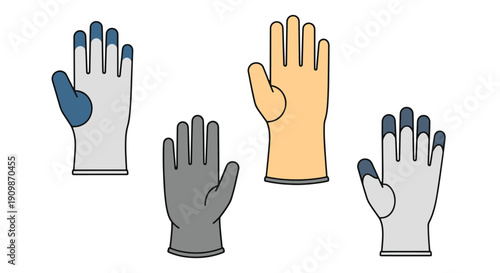 Safety Gloves Line art vibrant color