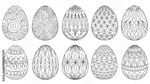 Decorative Easter Egg Patterns Icon Set | 10 Vector Illustration Icons