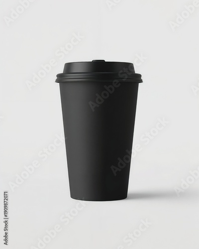 Wallpaper Mural Black paper cup mockup with plastic lid on white background with copy space for branding Torontodigital.ca