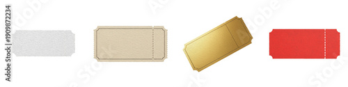 Tableau sur toile Blank Event Ticket PNG Isolated White Background, Gold Silver Red Raffle Ticket