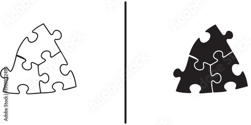 A black and white puzzle piece illustration with a contrasting background