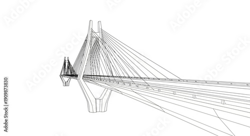 Modern cable-stayed bridge architectural design illustration.