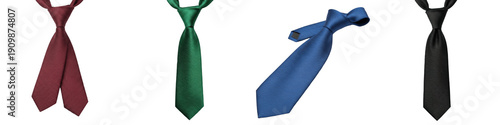 Necktie PNG Isolated White Background, Silk Men's Tie Collection, Burgundy Green Royal Blue Black Formalwear, Business Suit Accessories, Professional Neckwear Set