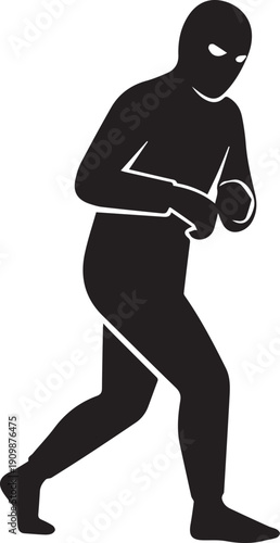 Burglary thief man vector silhouette illustration sneaking around for crime concept design