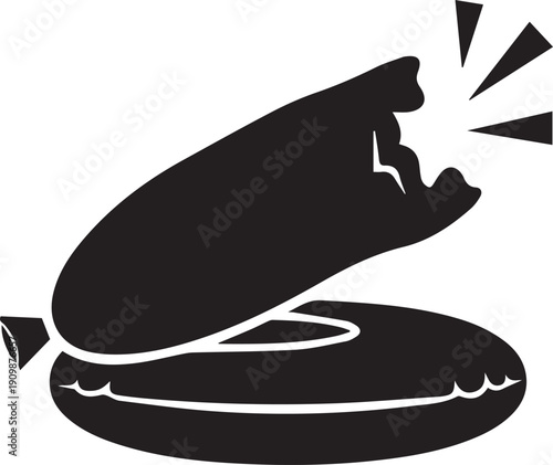 Popping balloon pop vector silhouette illustration with loud sound bursts and broken part