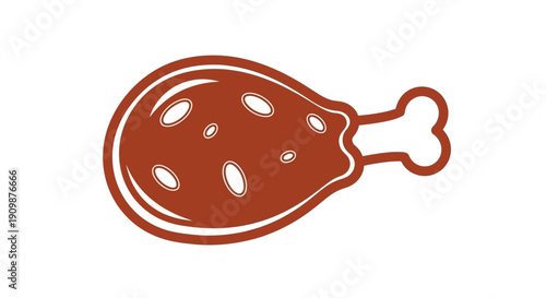 Illustration of a chicken drumstick with spices on a plain background from a straightforward viewpoint