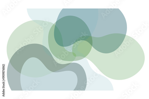 Abstract overlapping circles in shades of green grey and white