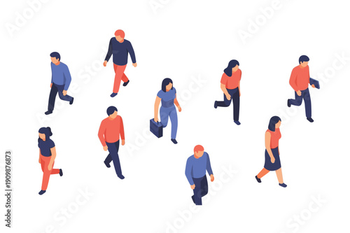 Illustration of a person in an orange jumpsuit mid stride isolated on white