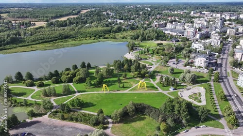 Järvenpää Finland central park at summer aerial