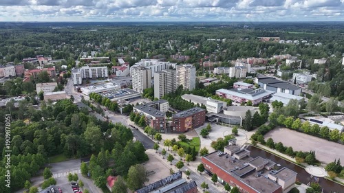 Kerava Finland city center aerial at summer