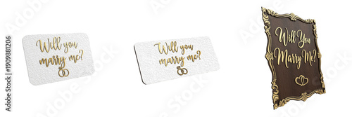 Canvastavla Collection of Elegant “Will You Marry Me?” Gold Calligraphy Wedding Proposal Sig