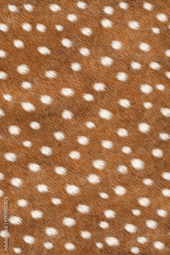 Deer Spotted Fur Texture with Copy Space. Close-up spotted deer pattern. Wild animal fur surface design. Realistic deer coat texture detail. Detailed spotted deer fur close-up. Natural wildlife patter